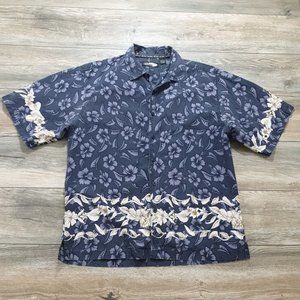 Ying Yang Mens Large Short Sleeve Shirt Hawaiian Vacation Floral Casual Beach
